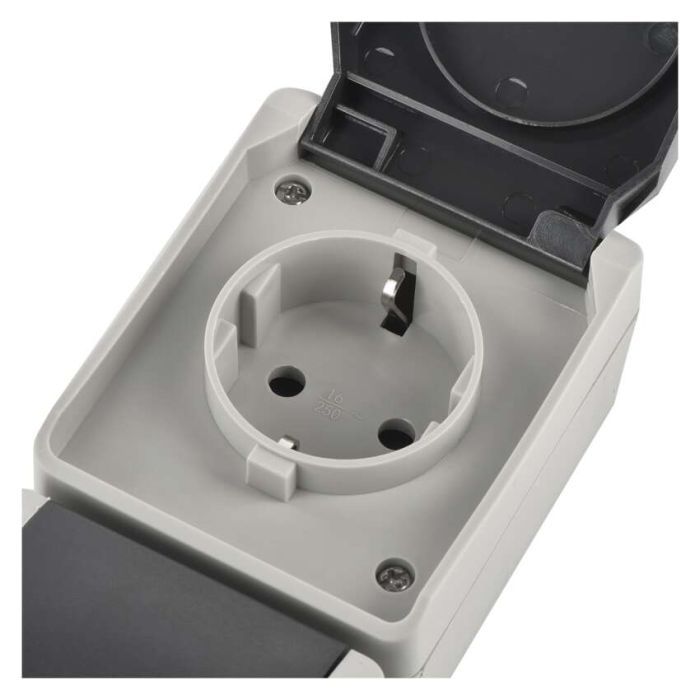 Розетка EMOS вертикальна зовнішня IP44 Сіро-чорна (A1396.3) зображення 6