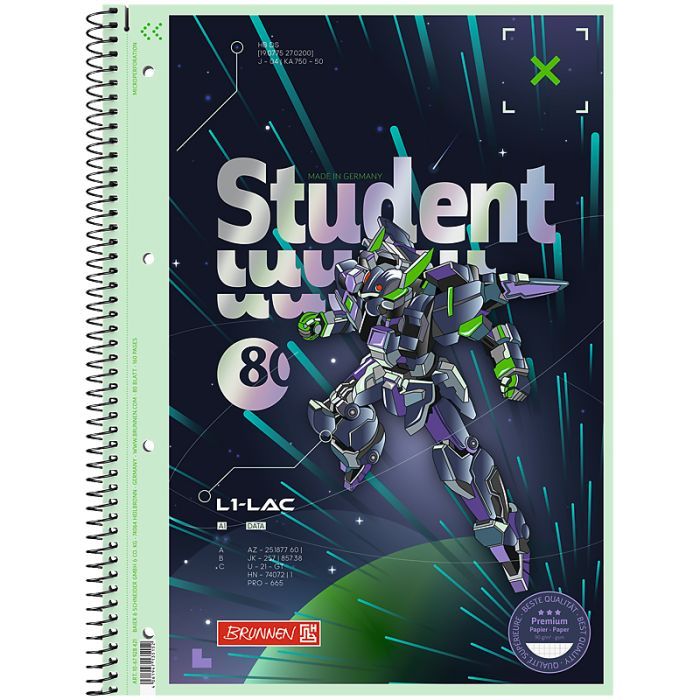 Книга записная Brunnen Колледж-блок А4 Premium Robot Heroes, клетка 80 листов (10-679 28 421)