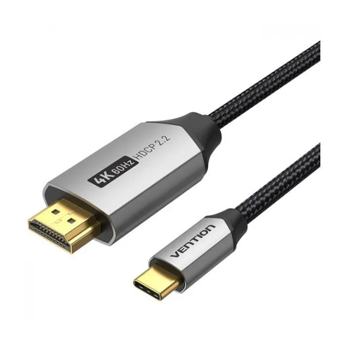 Кабель мультимедийный USB-C to HDMI M 2.0m V2.0 4K 60Hz black Vention (CRBBH)