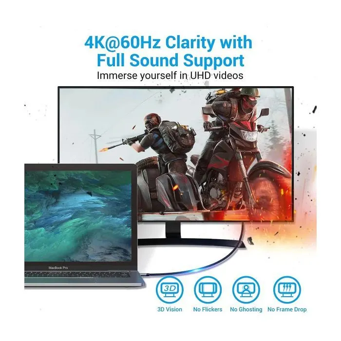 Кабель мультимедийный USB-C to HDMI M 2.0m V2.0 4K 60Hz black Vention (CRBBH) изображение 2