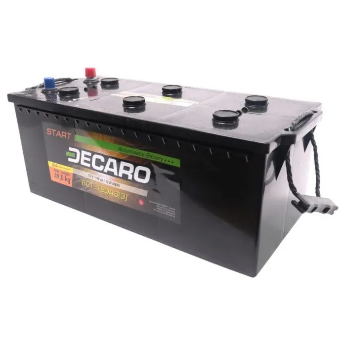 Аккумулятор автомобильный DECARO 190Ah-12v START R, EN1250 (6СТ-190 А3 (4) S)