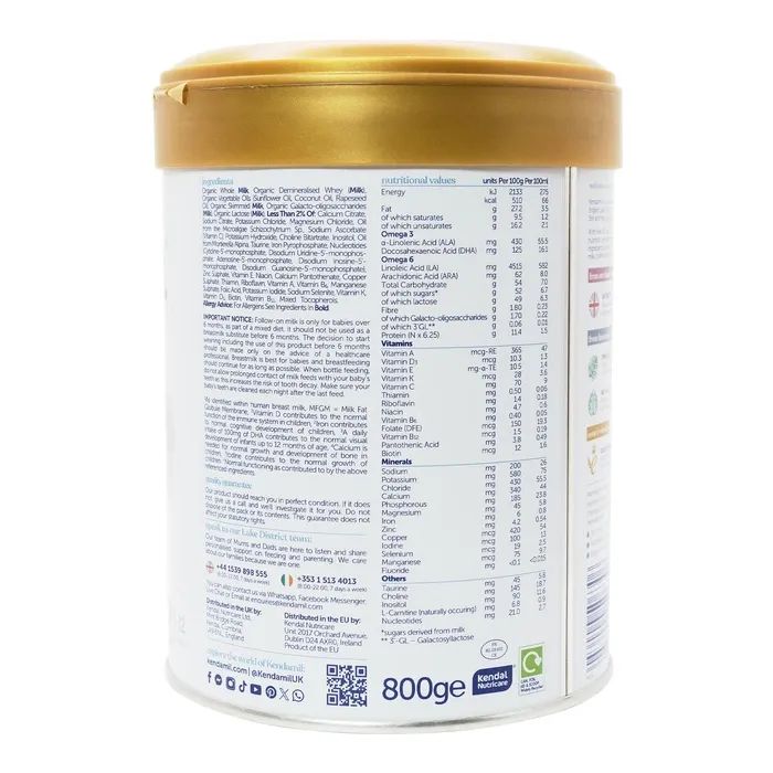 Детская смесь Kendamil Organic 2 6-12 месяцев 800 г (92000042) изображение 3