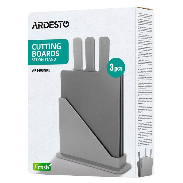 Дошка для нарізання Ardesto Fresh, Набір 3шт, 24.1х33х7.9см, сірий (AR1403GRB) зображення 8