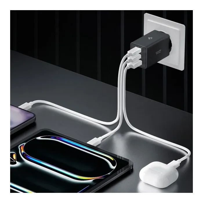 Зарядное устройство Spigen 2xUSB-C PD + 1xUSB 67W black (ACH09458) изображение 3
