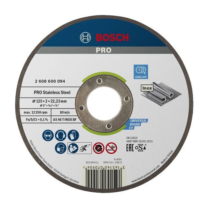 Круг отрезной Bosch Professional, для нержавеющей стали, 125×2×22.23 мм (2.608.600.094)