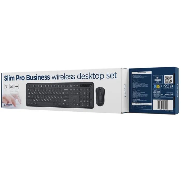 Комплект Gembird Slim Pro Business Wireless Black (KBS-WPS-01-CYRL) изображение 4