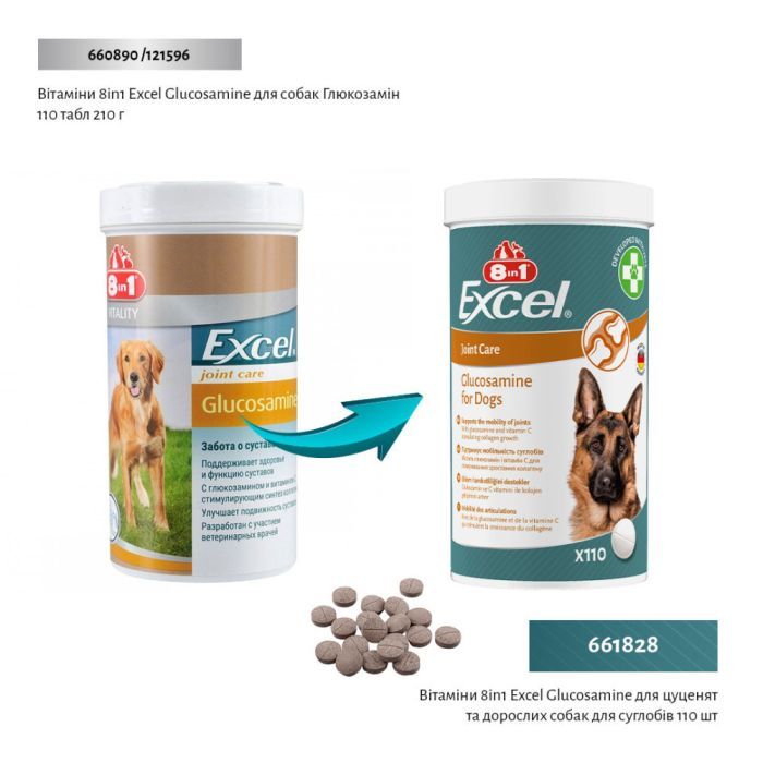 Витамины для собак 8in1 Excel Glucosamine для суставов 110 шт (4048422184089) изображение 2