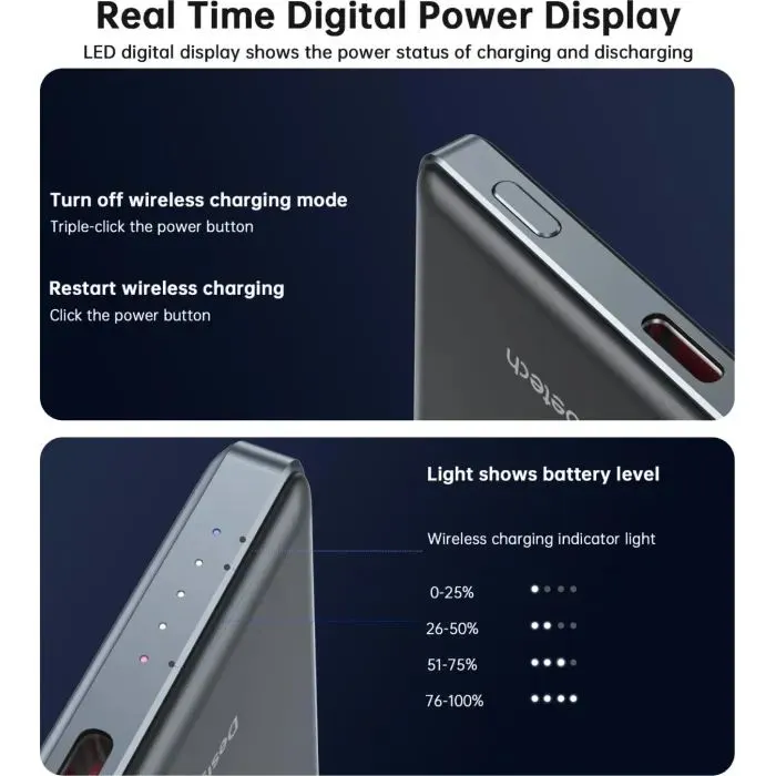 Батарея універсальна Choetech Magnetic Wireless 5000mAh, 20W, PD, Qi-15W, Black (B738-CCBK) зображення 5