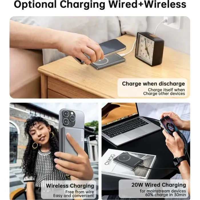 Батарея універсальна Choetech Magnetic Wireless 5000mAh, 20W, PD, Qi-15W, Black (B738-CCBK) зображення 7