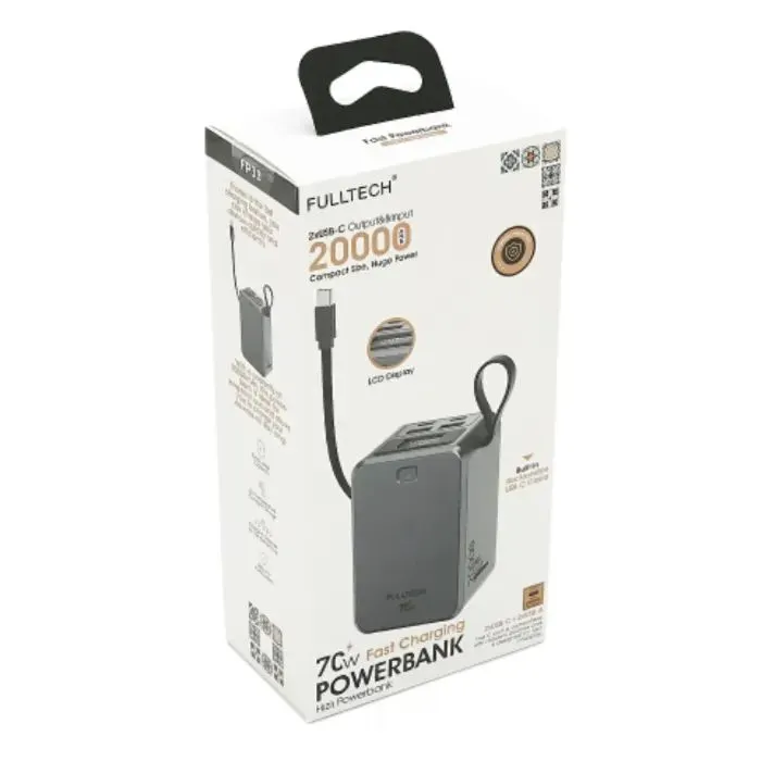 Батарея універсальна FULLTECH 20000mAh, 70W, PD, QC (FP33 / 46151) зображення 4