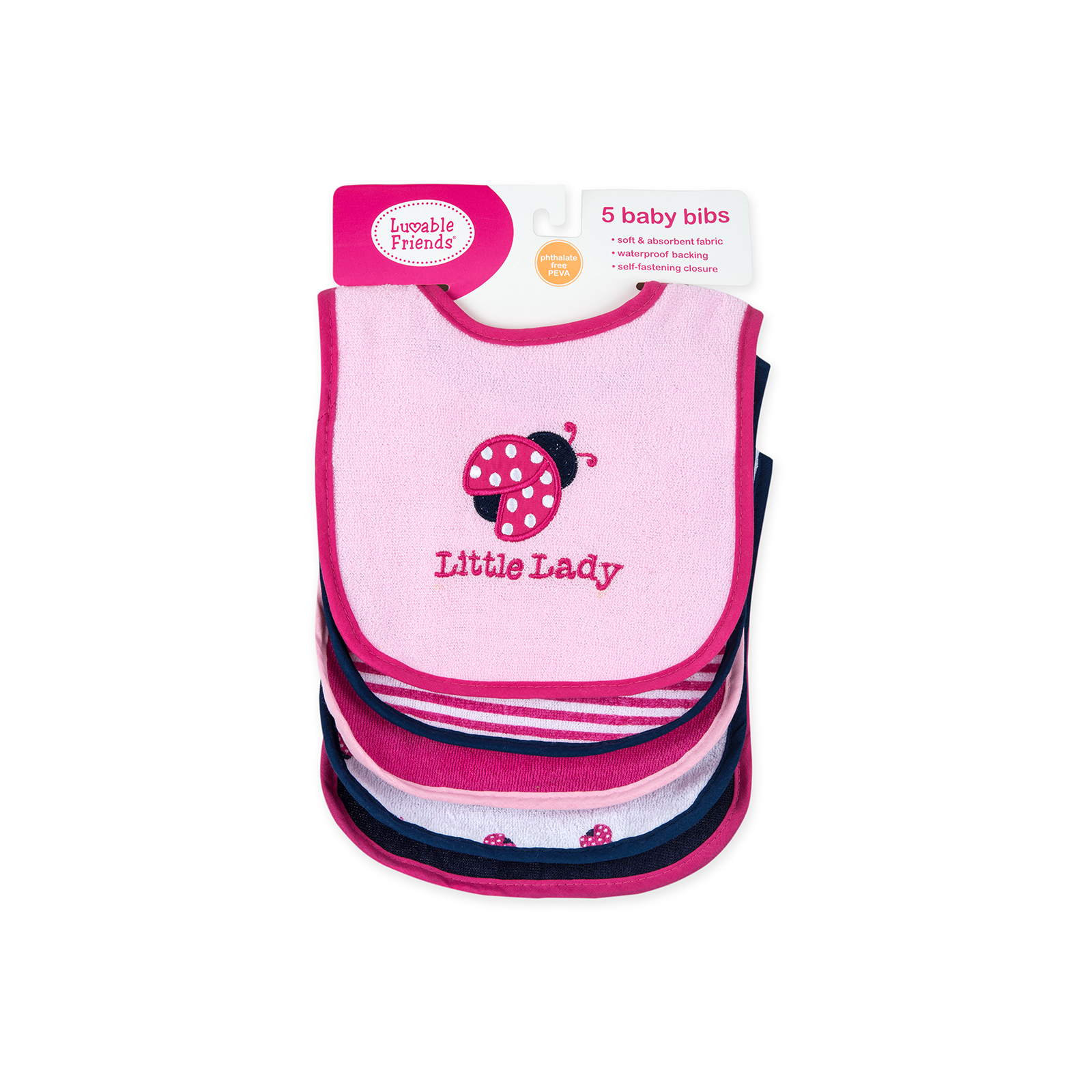 Слинявчик Luvable Friends 5 шт для дівчаток з сонечком, рожевий (2189) зображення 9