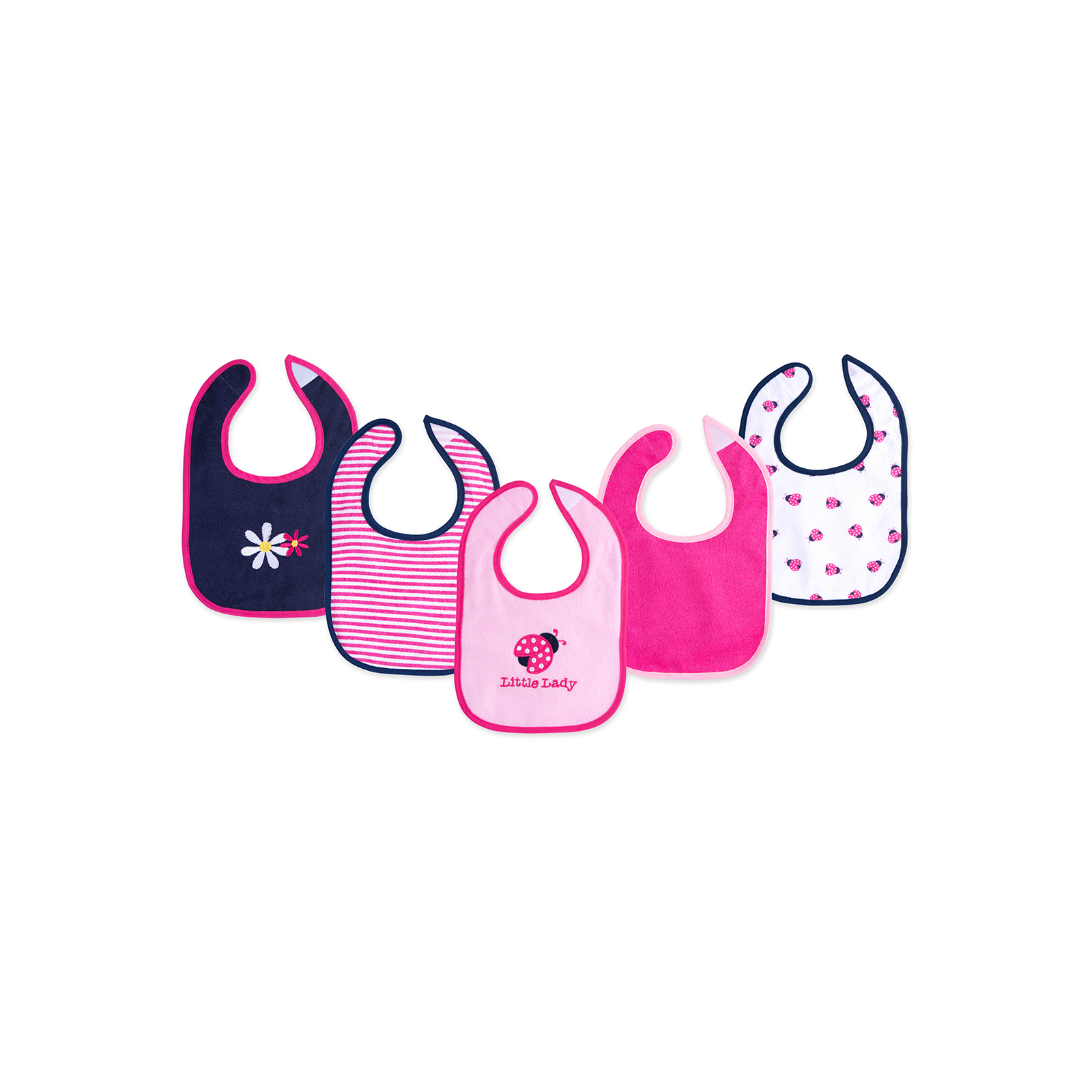 Слюнявчик Luvable Friends 5 шт для девочек с божьей коровкой, розовый (2189)