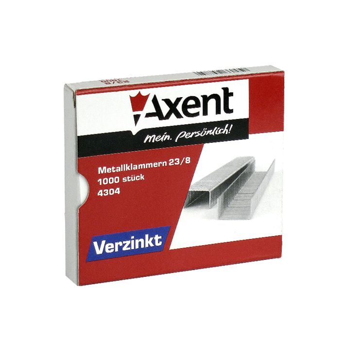 Скобы для канцелярского степлера №23/8, up to 50 sheets, 1000 шт Axent (4304-А)
