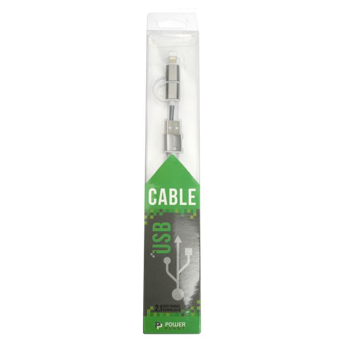 Дата кабель USB 2.0 AM to Lightning + Micro 5P 1.0m cotton PowerPlant (KD00AS1290) зображення 2