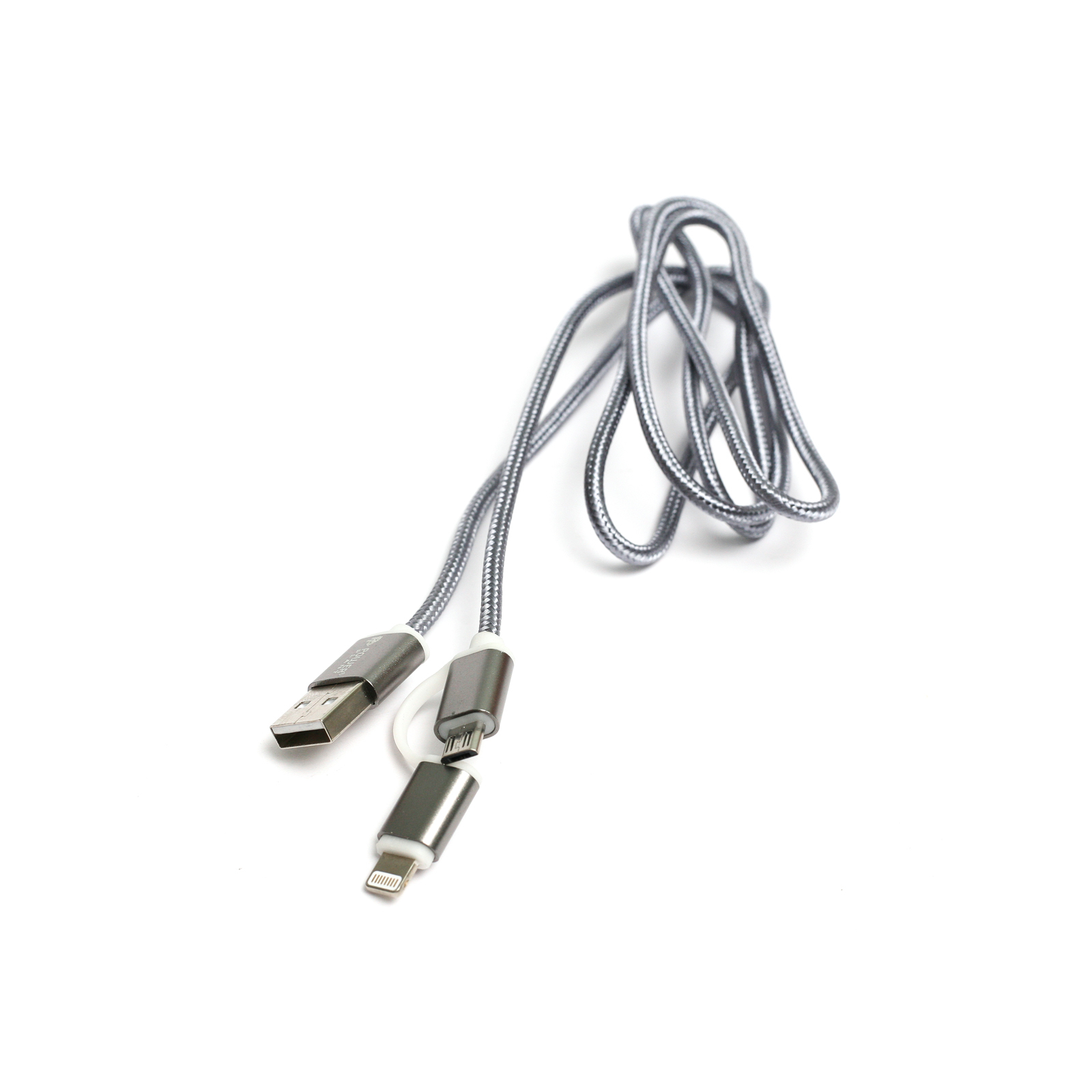 Дата кабель USB 2.0 AM to Lightning + Micro 5P 1.0m cotton PowerPlant (KD00AS1289)