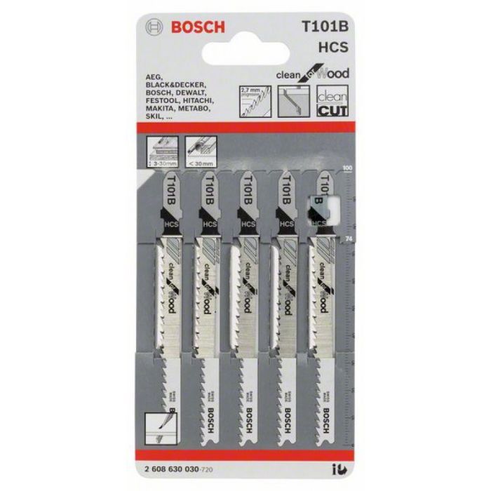 Полотно Bosch T101 B, HC, 5 шт, к электролобзику (2.608.630.030) изображение 2
