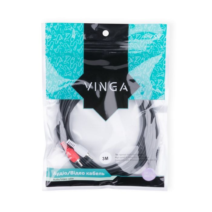 Кабель мультимедійний Jack 3.5mm male to 2xRCA 3.0m Vinga (3.5STM2RCAM01-3.0) зображення 3