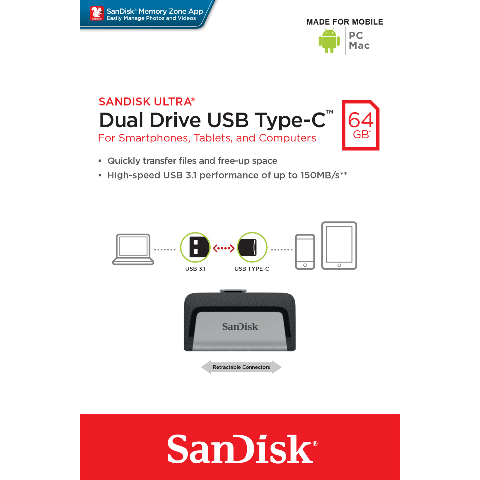USB флеш накопитель SanDisk 256GB Ultra Dual Drive USB 3.1 Type-C (SDDDC2-256G-G46) изображение 12