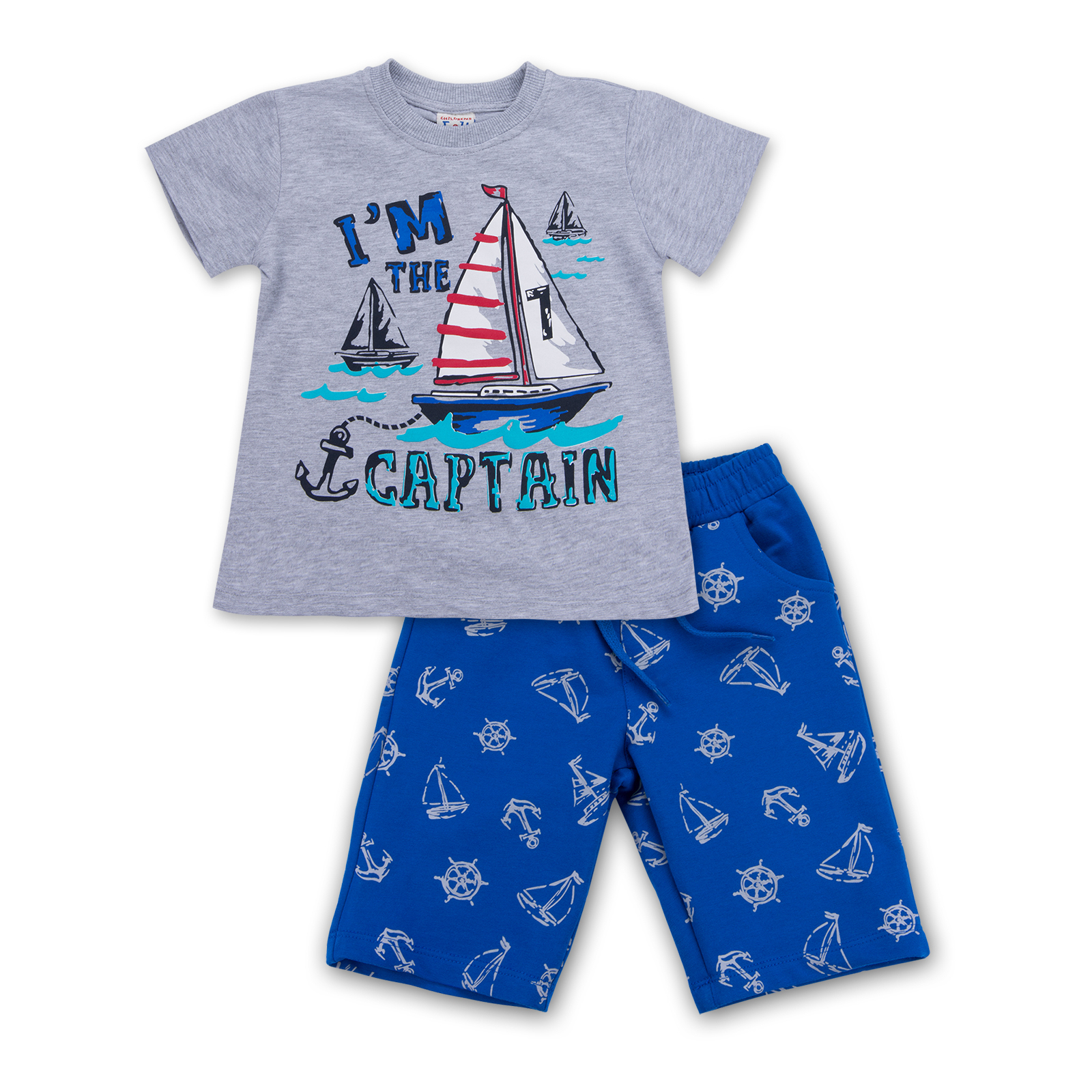 Набор детской одежды E&H с корабликами "I'm the captain" (8306-92B-gray)