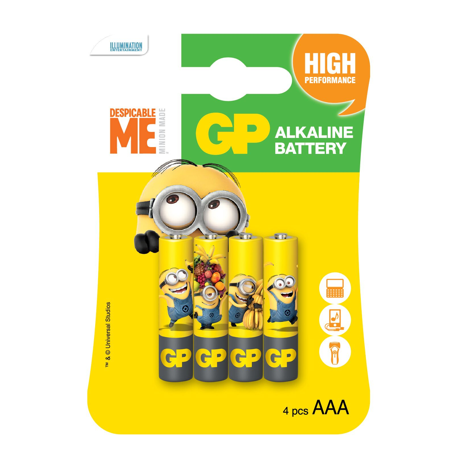 Батарейка Gp AAA LR03 Alcaline Minions * 4 (GP24AUYOY-2UE4)