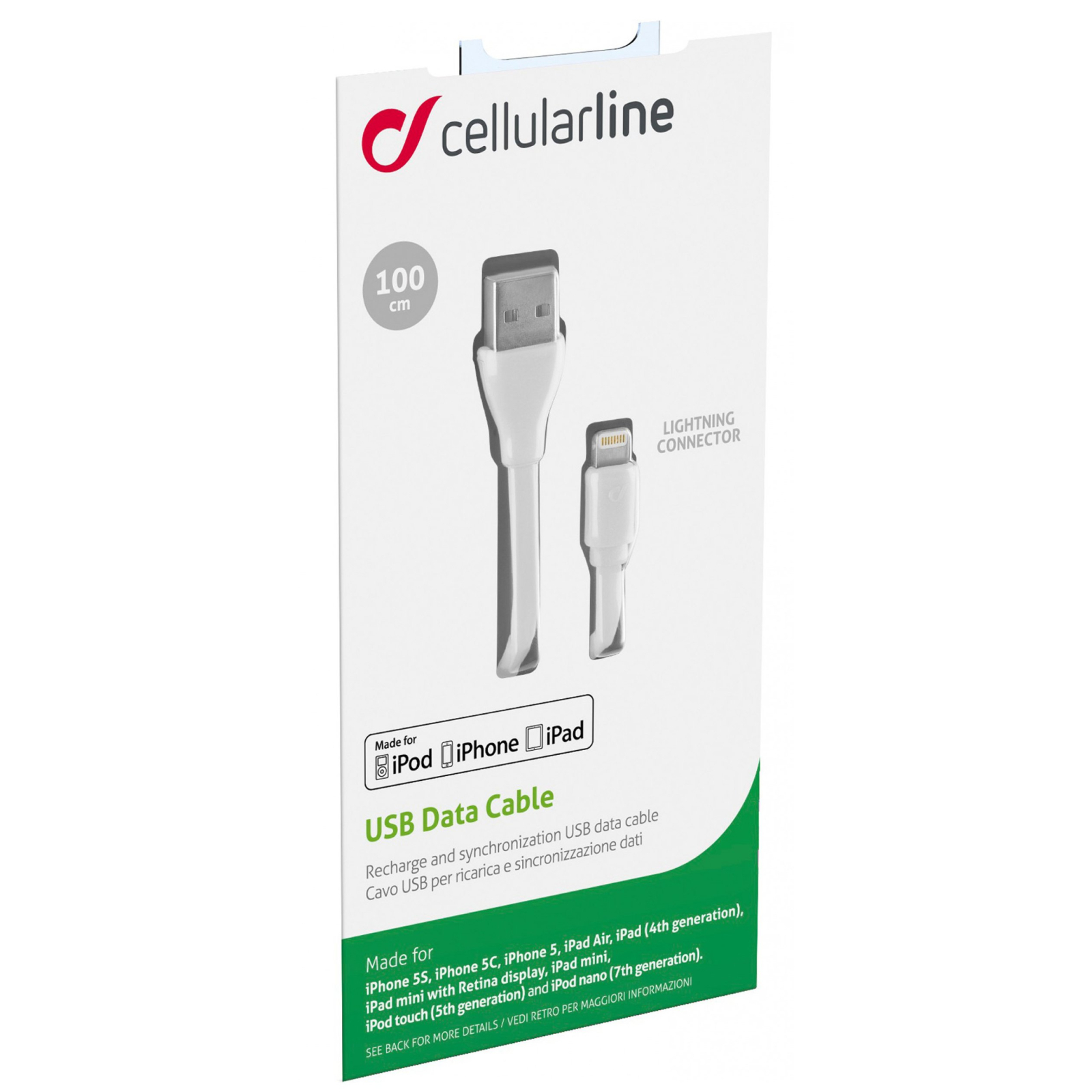 Дата кабель USB 2.0 AM to Micro 5P 1.0m green Cellularline (USBDATACMICROUSBG) изображение 2