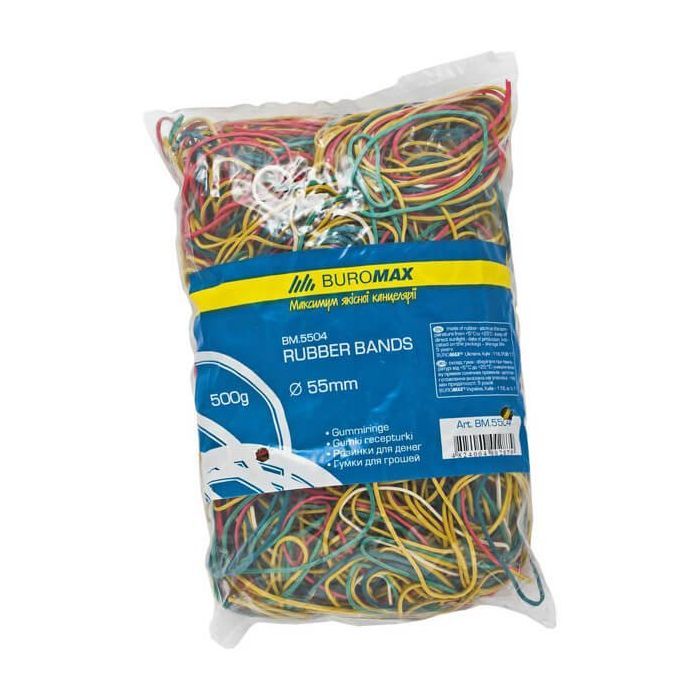 Резинки для грошей Buromax JOBMAX assorted colors, 500г (BM.5504)