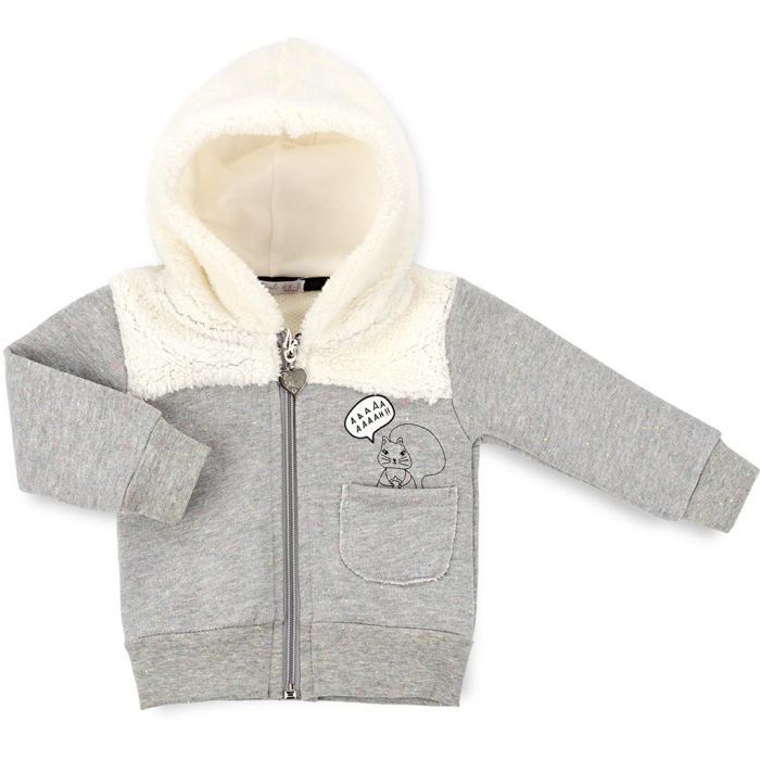 Кофта дитяча Haknur на блискавки з хутряним капюшоном (6943-80G-gray)