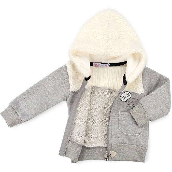 Кофта дитяча Haknur на блискавки з хутряним капюшоном (6943-80G-gray) зображення 4