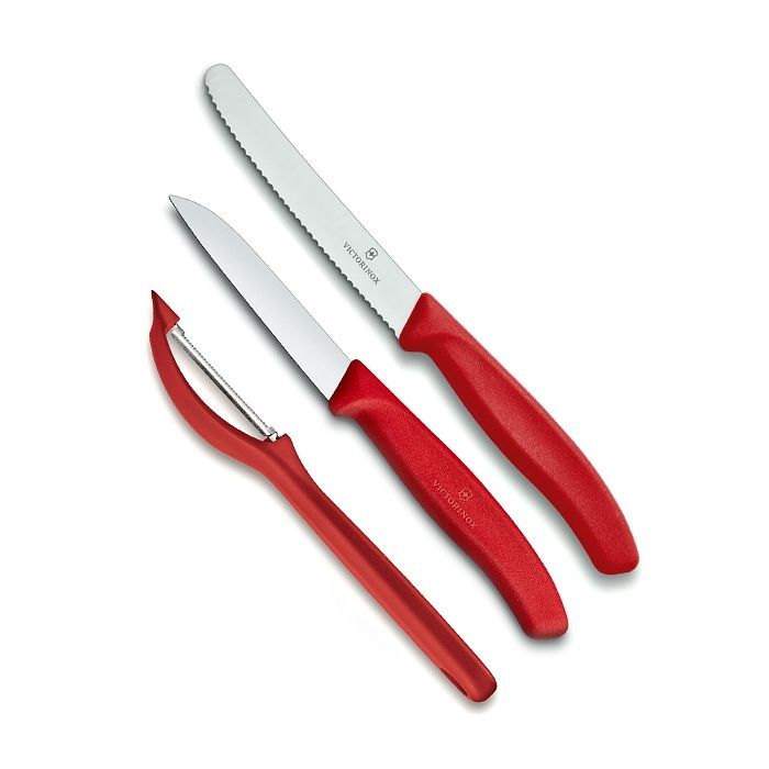 Набор ножей Victorinox SwissClassic из 3 предметов Красный с овощечисткой (6.7111.31)