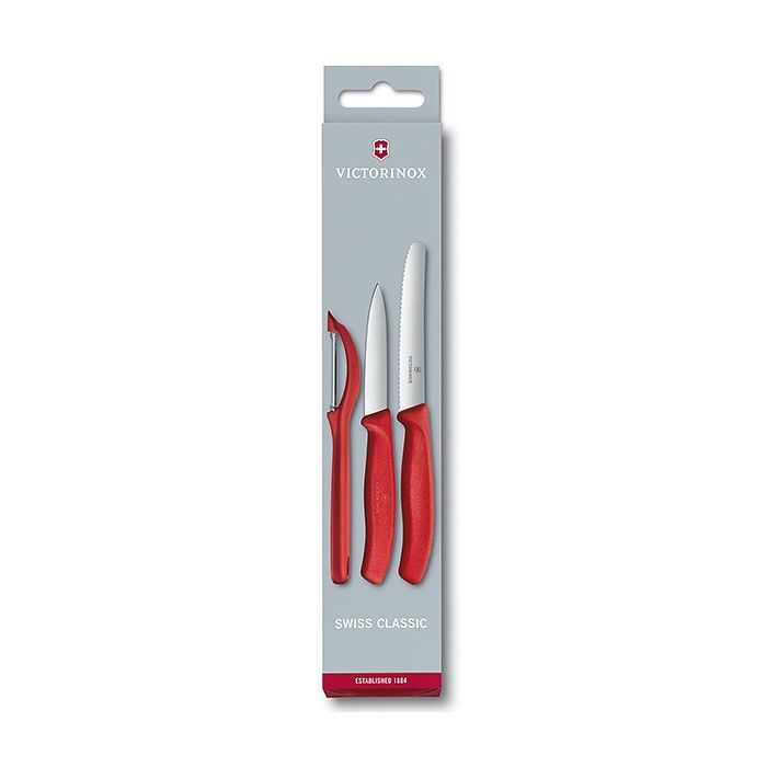 Набор ножей Victorinox SwissClassic из 3 предметов Красный с овощечисткой (6.7111.31) изображение 5