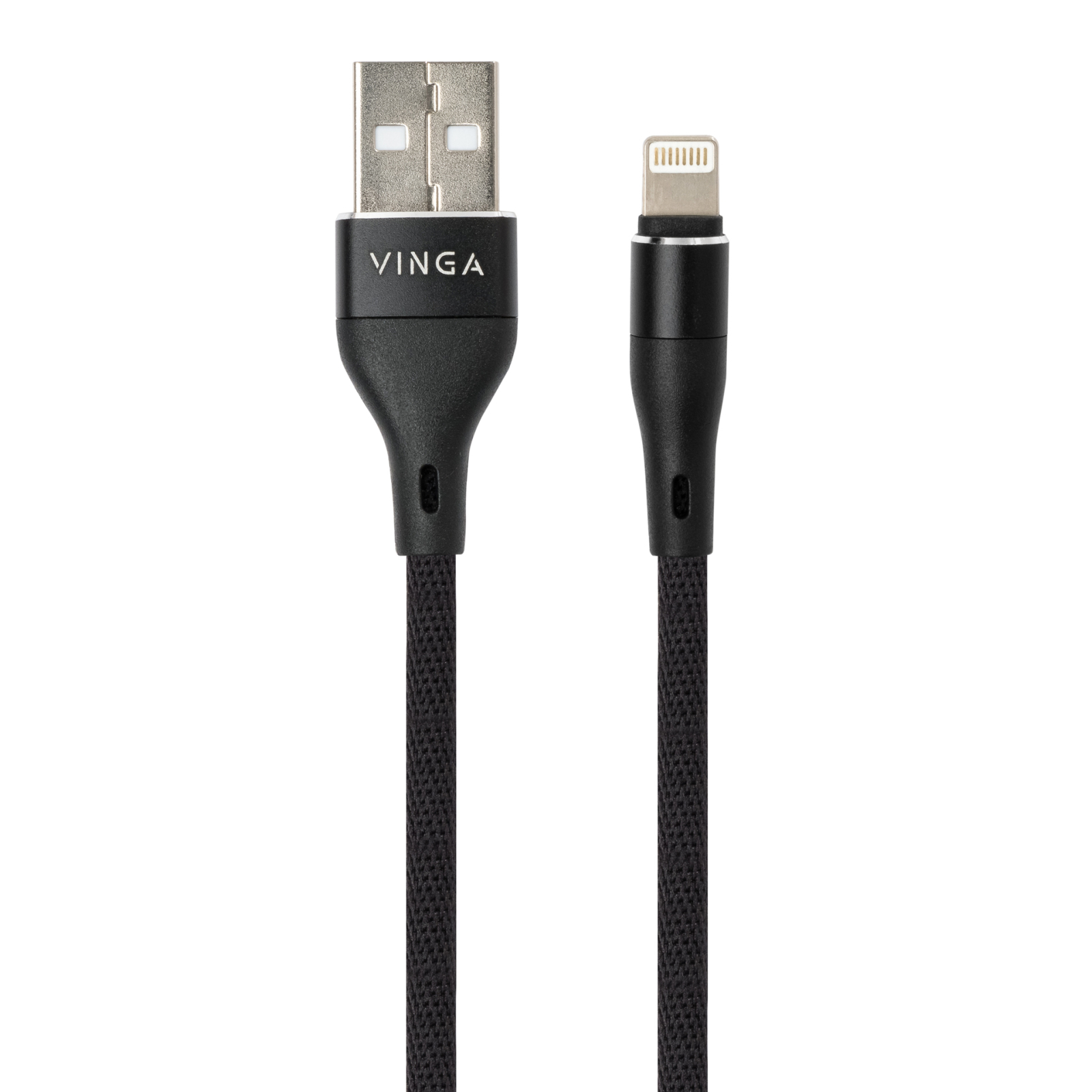 Дата кабель USB 2.0 AM to Lightning 1.0m cylindric nylon back Vinga (VCPDCLCANB1BK) изображение 2