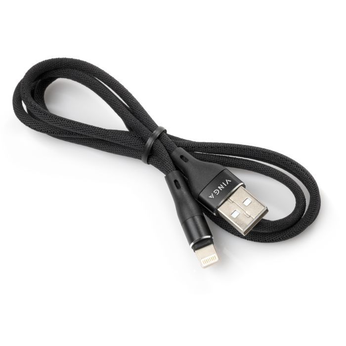 Дата кабель USB 2.0 AM to Lightning 1.0m cylindric nylon back Vinga (VCPDCLCANB1BK) зображення 3