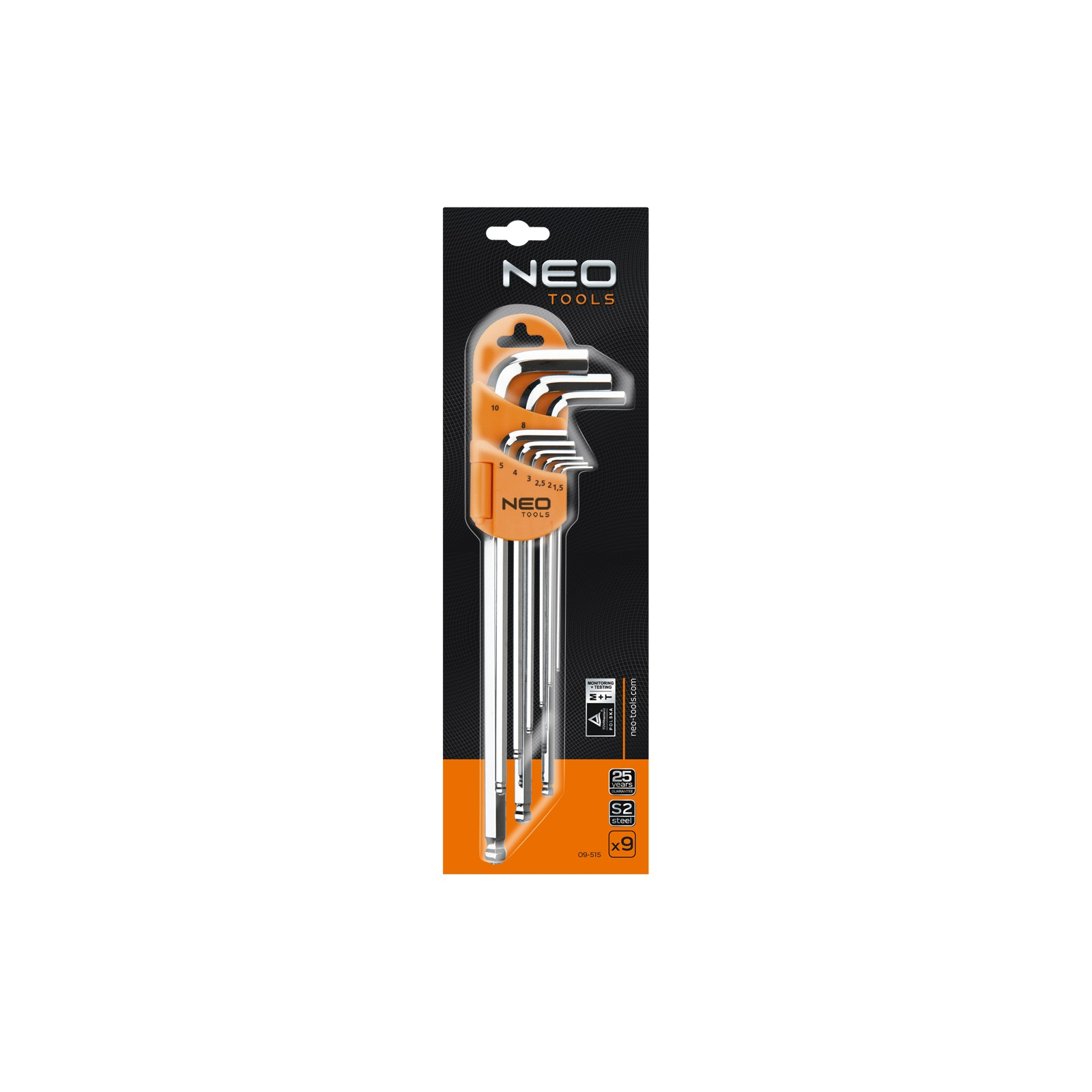 Ключ Neo Tools ключей шестигранных,, 1.5-10 мм, 9 шт. (09-515) изображение 2