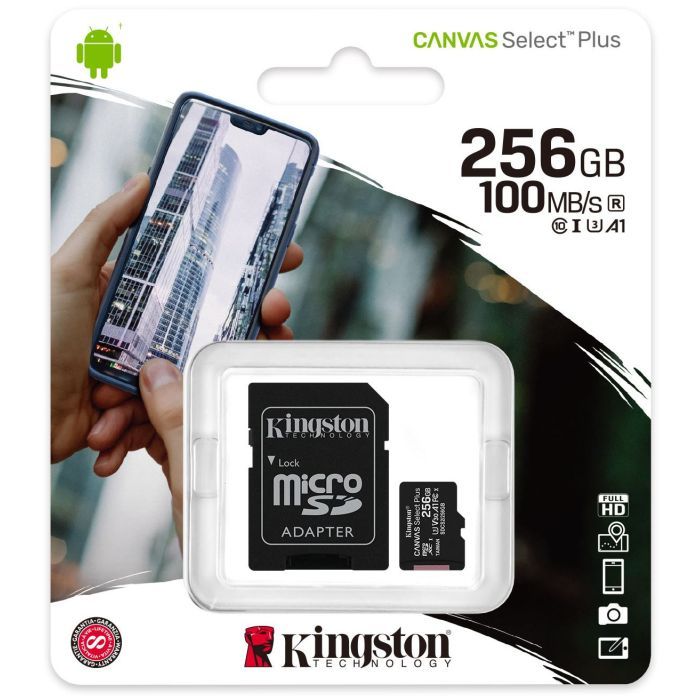 Карта памяти Kingston 256GB microSD class 10 A1 Canvas Select Plus (SDCS2/256GB) изображение 3