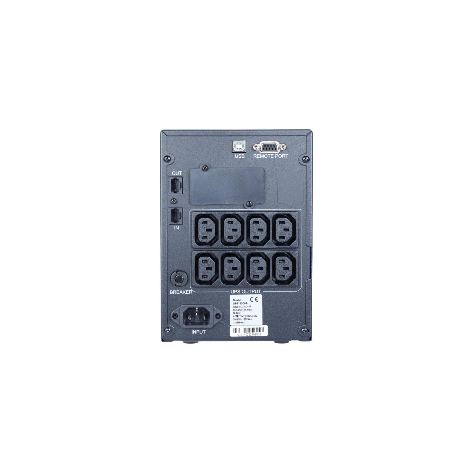 Пристрій безперебійного живлення Powercom SPT-1500-II LCD Powercom (SPT.1500.II.LCD) зображення 3