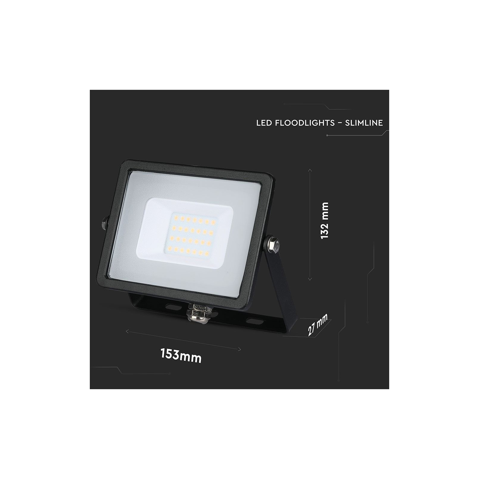 Прожектор V-TAC LED 20W, SKU-441, Samsung CHIP, 230V, 6400К (3800157630979) изображение 5