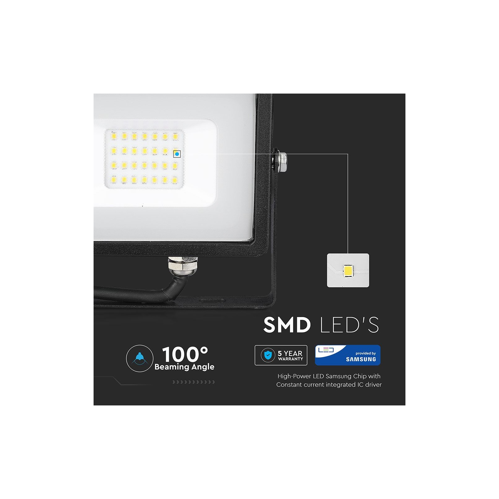 Прожектор V-TAC LED 20W, SKU-441, Samsung CHIP, 230V, 6400К (3800157630979) изображение 6