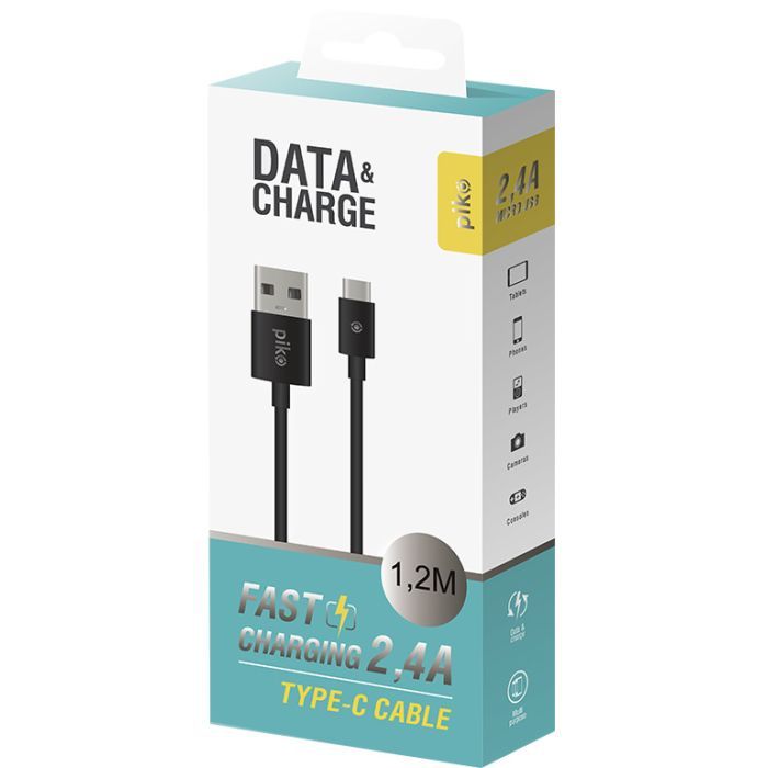 Дата кабель USB 2.0 AM to USB-C 1.2m black Piko (1283126489174) зображення 2
