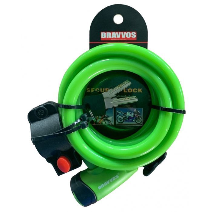 Замок велосипедный Bravvos LOC-065-110 Key 12mm х 1500mm Green (LCK-032)