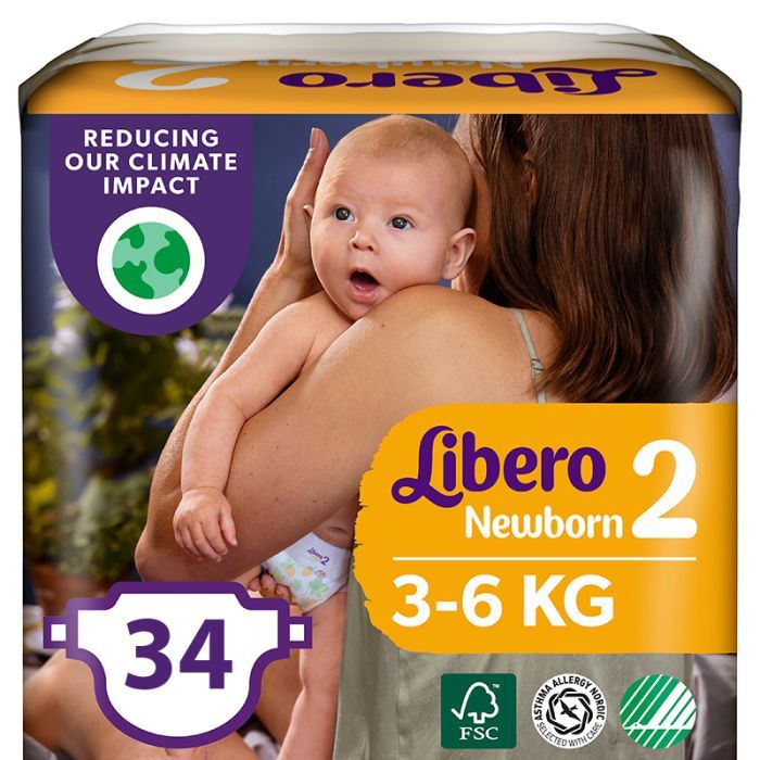Подгузники Libero New Born 2 3-6 кг 34 шт (7322541197692)