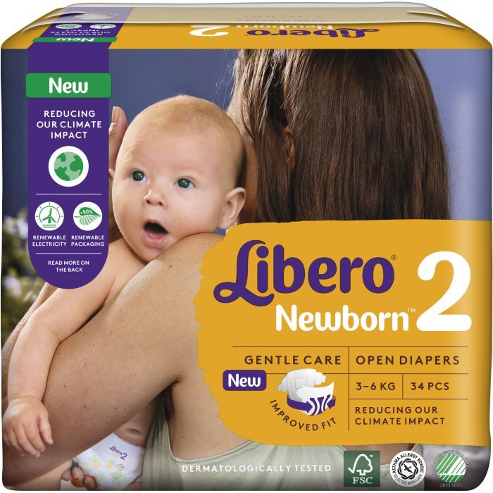 Подгузники Libero New Born 2 3-6 кг 34 шт (7322541197692) изображение 2