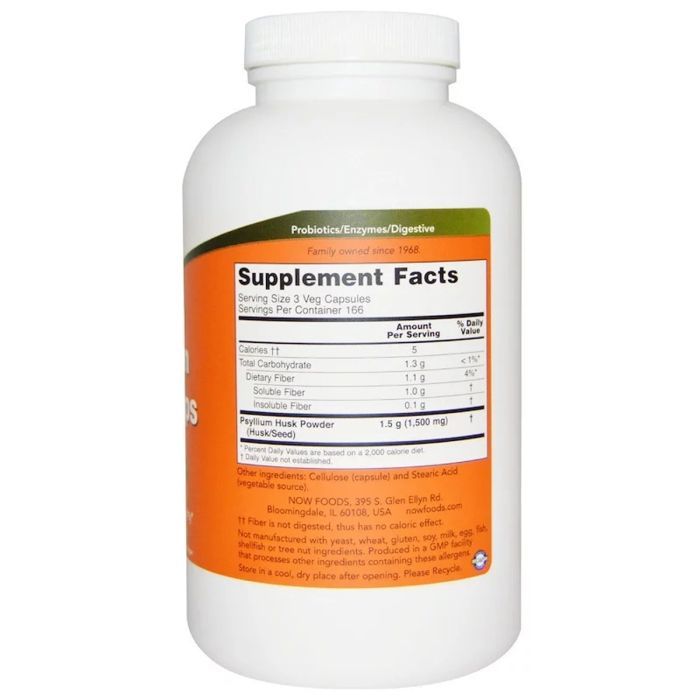 Трави Now Foods Подорожник (псіліума), Psyllium Husks, 500 мг, 500 капсул (NOW-05972) зображення 2