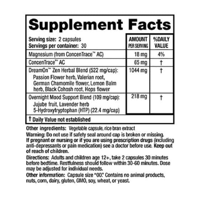 Травы Ridgecrest Herbals Природный Комплекс для Здорового Сна, DreamOn Zen, RidgeCres (RCH162) изображение 2