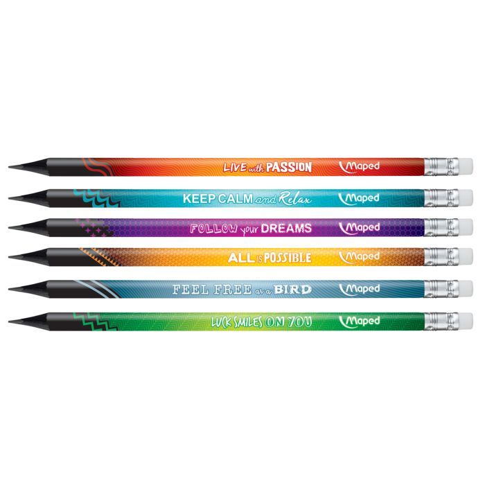 Карандаш графитный Maped набор BLACK PEPS ENERGY HB, с резинкой, 6 шт (MP.852000) изображение 3