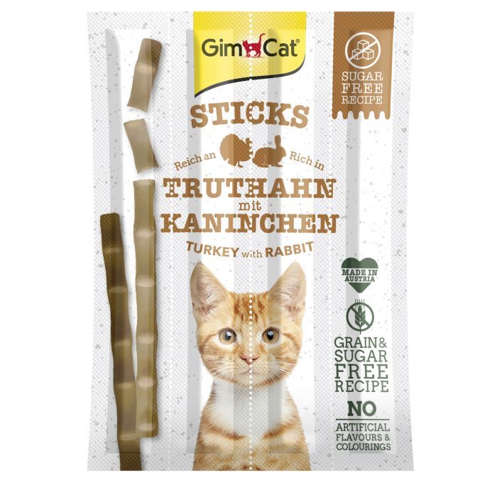 Лакомство для котов GimCat Мясные палочки индейка и кролик 4 шт (4002064420530/4002064420813)