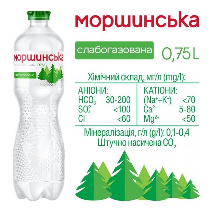 Мінеральна вода Моршинська 0.75 сл/газ пет (4820017000550) зображення 4