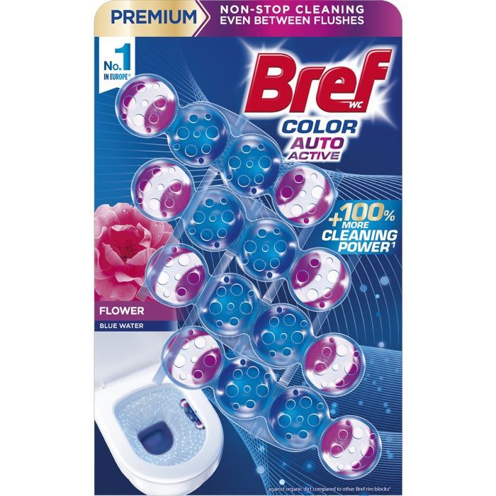 Туалетный блок Bref Цветная вода Цветочная свежесть 3х50 г (9000101024067/9000101853414)