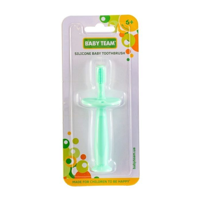 Детская зубная щетка Baby Team на присоске силиконовая, ментолова (7205) изображение 4