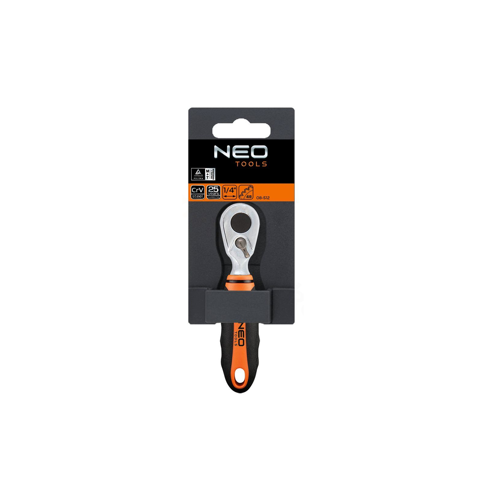 Трещотка Neo Tools 1/4", 105 мм, CrV, 48 зубцов (08-512) изображение 3