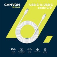 Дата кабель USB-C to USB-C 1.2m 100W 20V/ 5A white Canyon (CNS-USBC9W) зображення 3